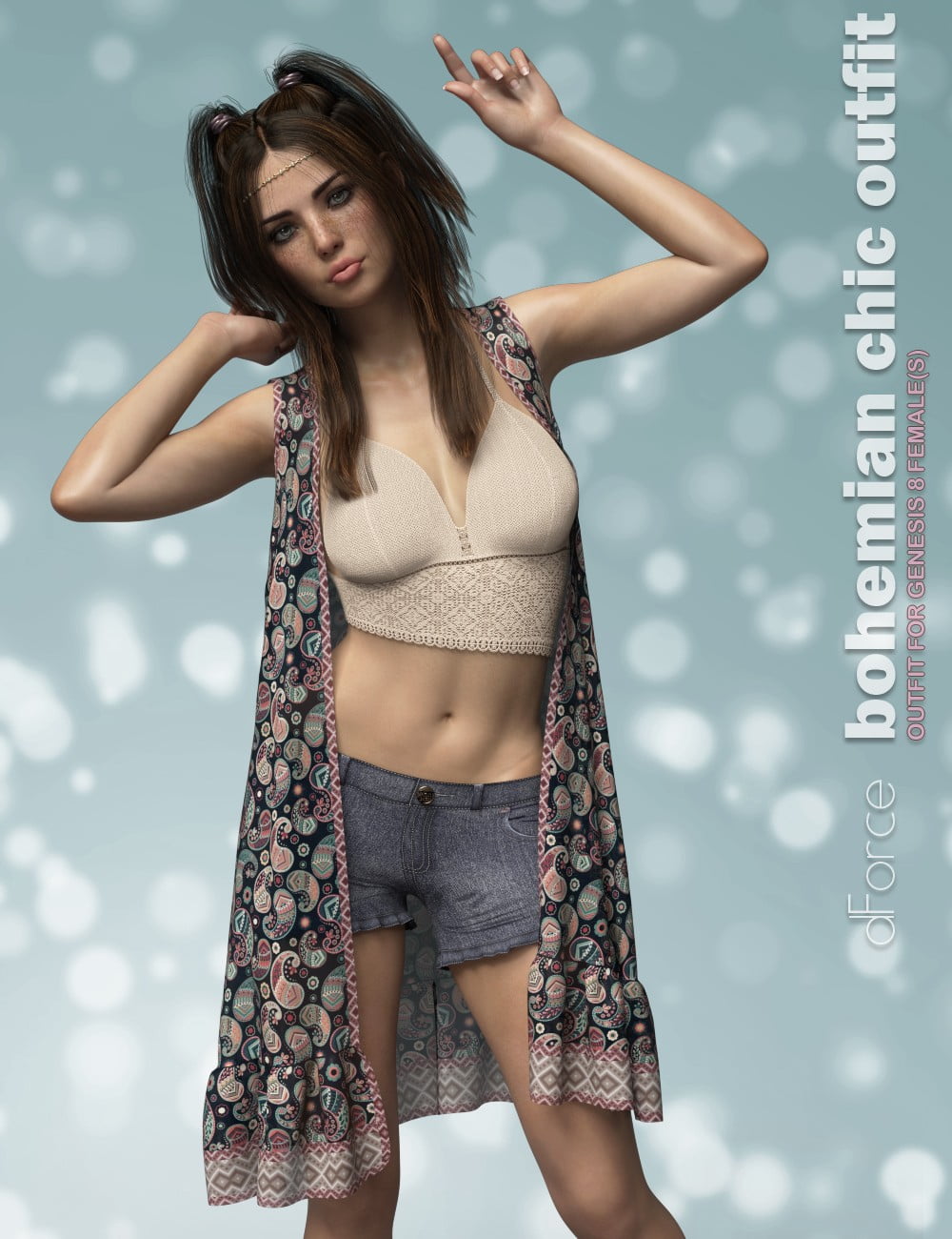 DForce P3D Bohemian Chic Outfit For Genesis 8 Female S Freebies Daz 3D