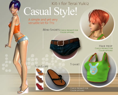 Kit-1 for TeraiYuki2, Hair & Clothing Set