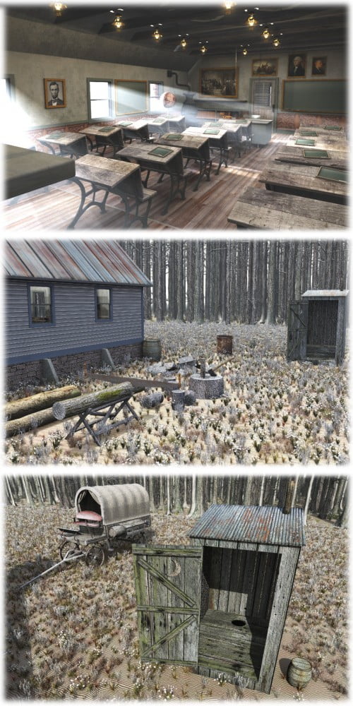 Movie Sets, Miss Kristi's Schoolhouse for Poser