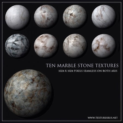 10 Seamless Marble Textures With 3D Maps