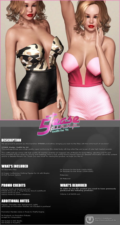 5Tease PinUp Outfit for V4 A4 G4