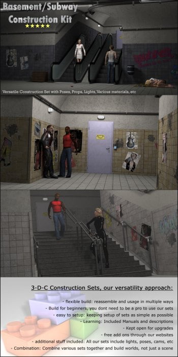 Basement and Subway Construction Set by 3-D-C