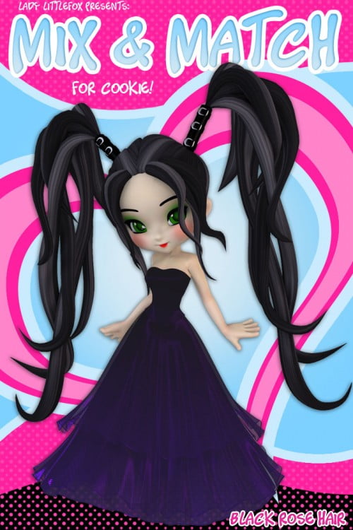 Cookie Mix & Match: Black Rose Hair