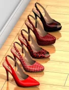 Five pairs of sling-back pumps