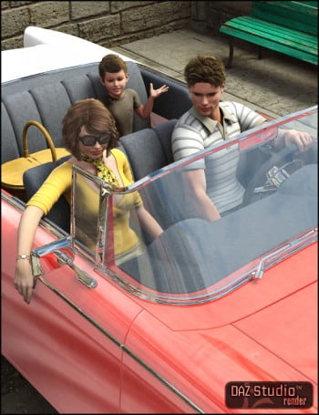 Family Car 1950 Poses