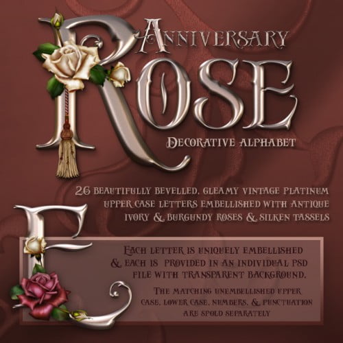 Jaguarwoman’s “Anniversary Rose Decorative Alphabet”