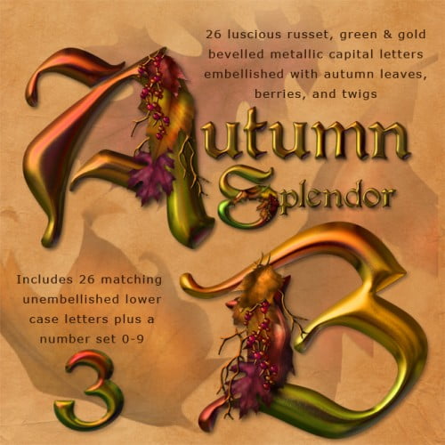 Jaguarwoman’s “Autumn Splendor” Decorative Alphabet