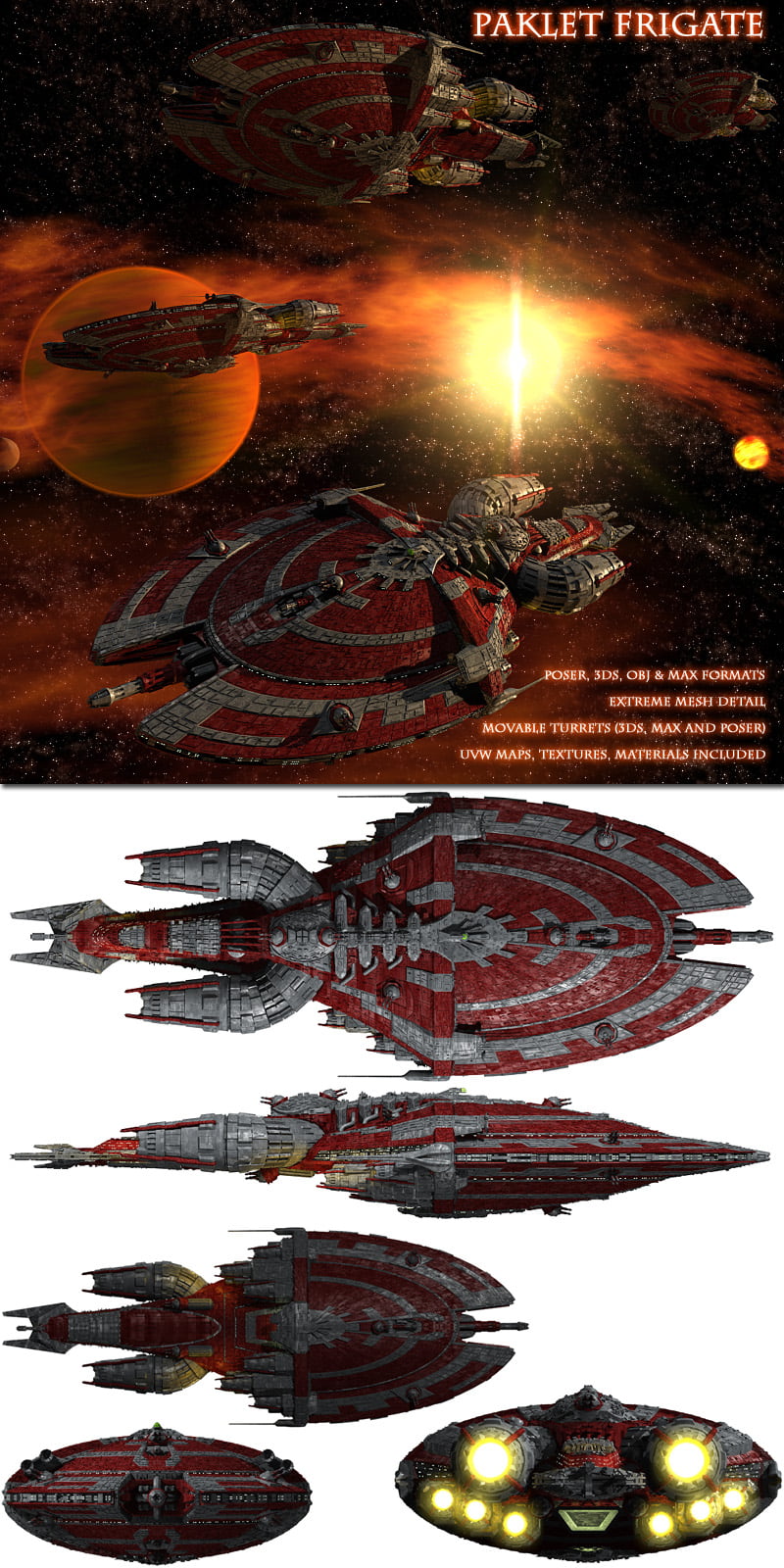 Paklet Frigate: Poser,OBJ,3DS,MAX
