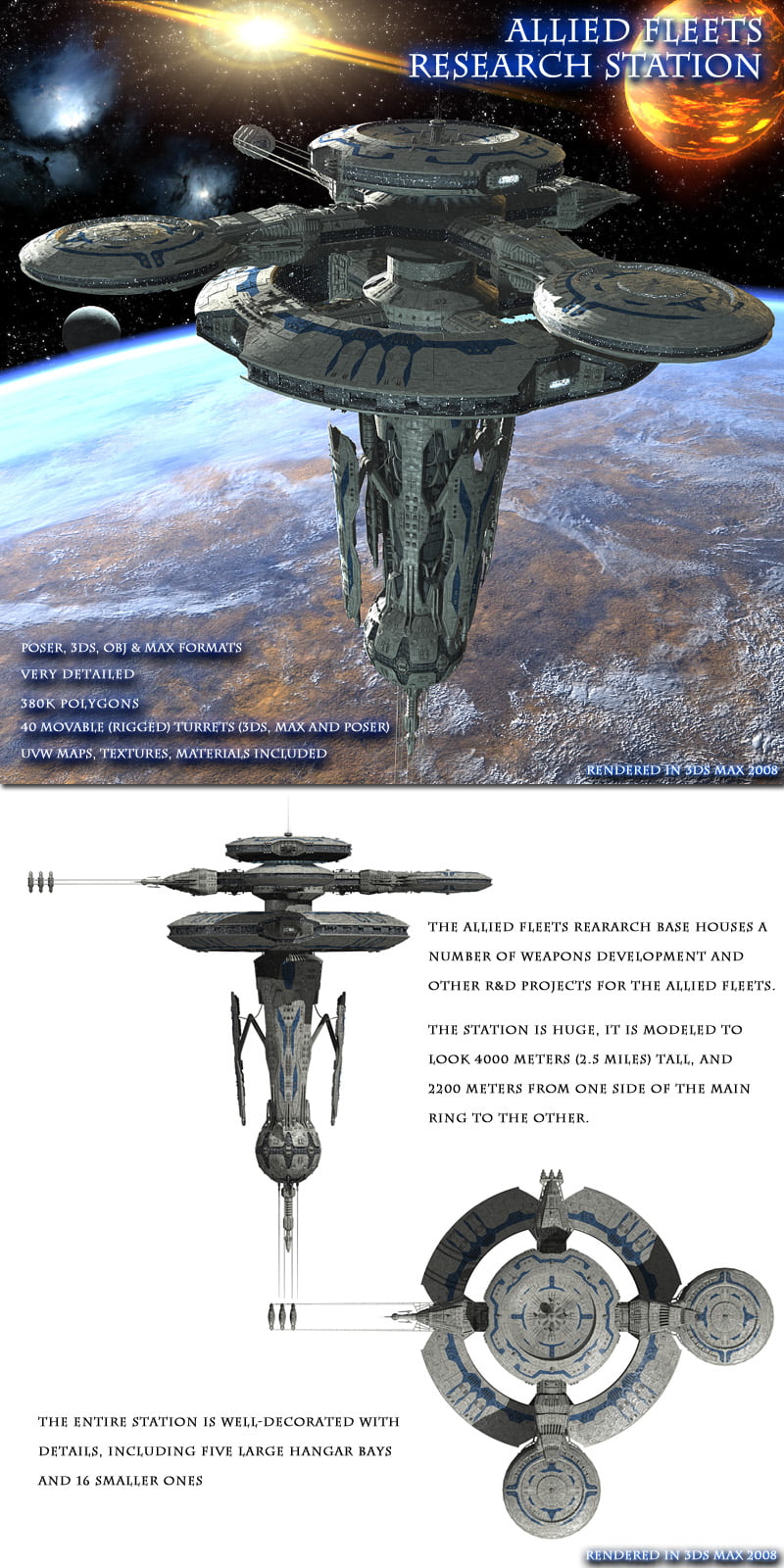 Allied Fleets Research Station - Poser,OBJ,3DS,MAX
