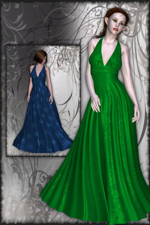 Pleated Evening Gown V4