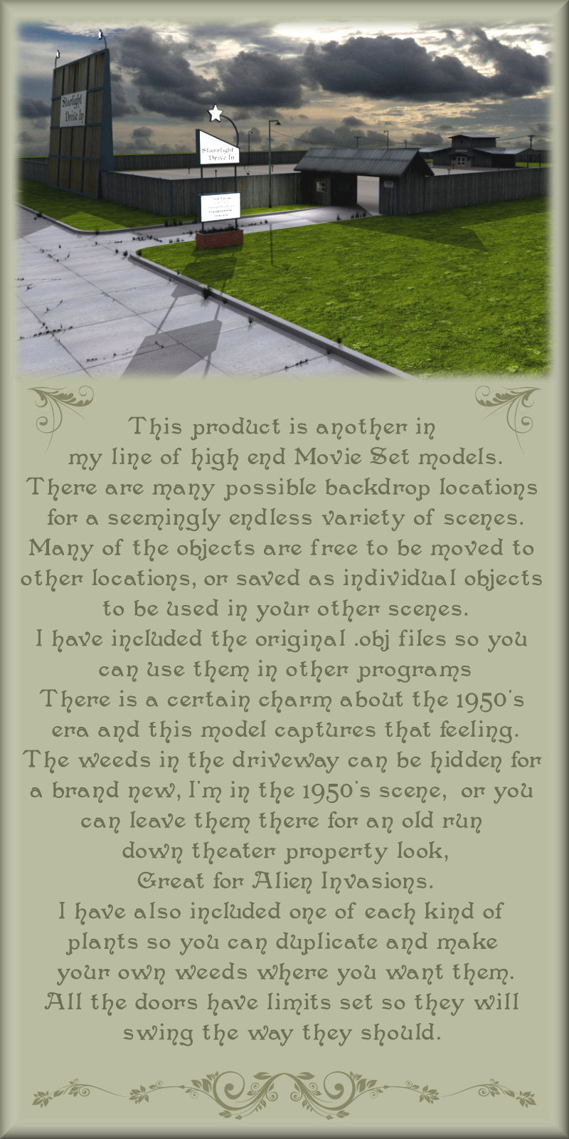 Movie Sets, StarLight Drive In Theater for Poser