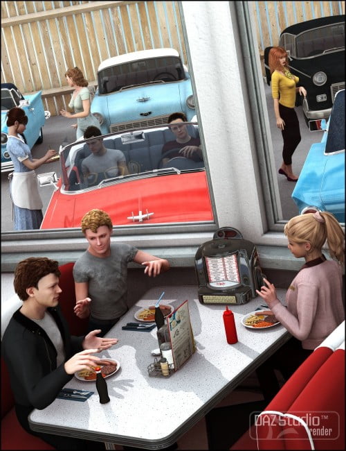 Genesis Poses for Moonshine's Diner Int Ext