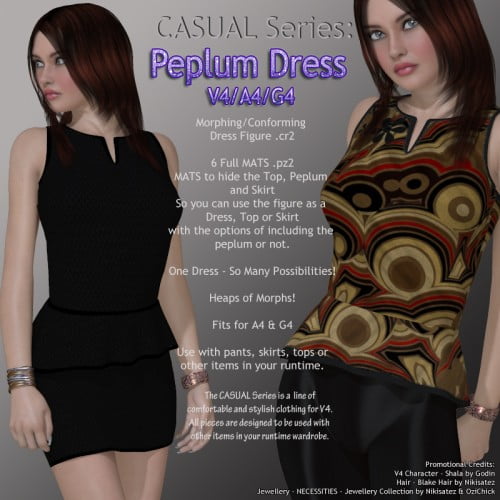 CASUAL Series: Peplum Dress V4-A4-G4