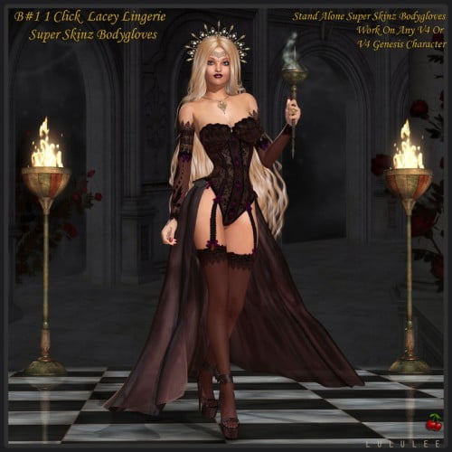 B#1 1 Click Lacey Lingerie Super Skinz Bodygloves
