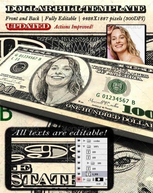 Dollar Bill Template – Front and Back