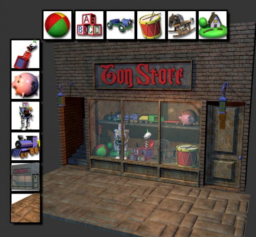 Toy Store Window with Toys