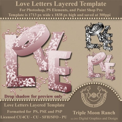 Love Letters Layered Template by Triple Moon Ranch