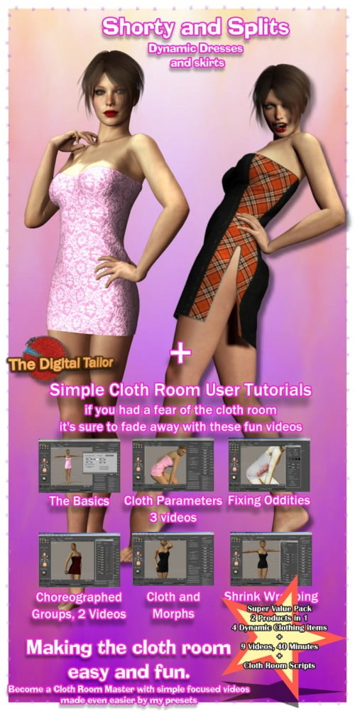 Shorty and Splits Dynamic Dresses-The Digital Tailor Cloth Room Users Tutorials