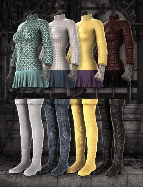 Puffy Sleeves with Thigh Boots Outfit Looks