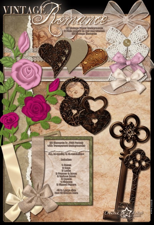Vintage Romance Papers & Elements