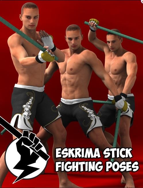 Eskrima Stick Fighting Poses for Genesis 2 Male(s)