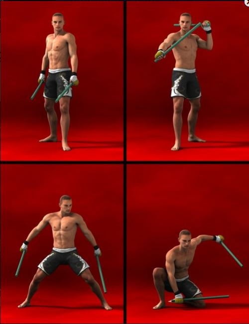 Eskrima Stick Fighting Poses for Genesis 2 Male(s)