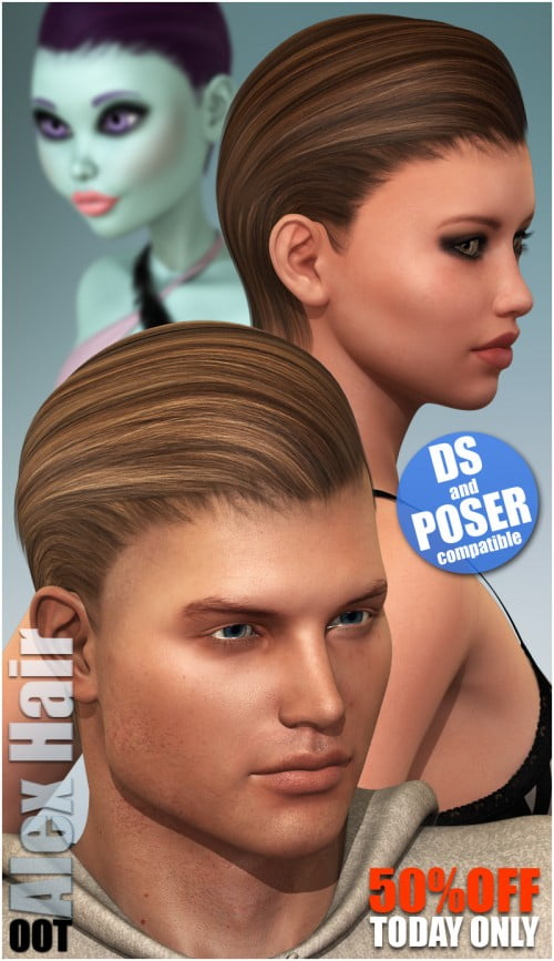 Alex Hair for Genesis 2 Female(s) & Male(s) Alex Hair for Genesis 2 Female(s) & Male(s)