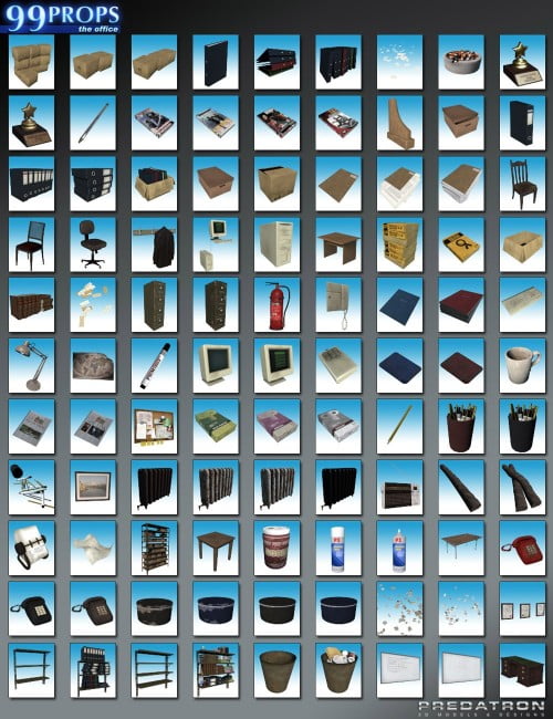 99 DAZ Studio Props - The Office