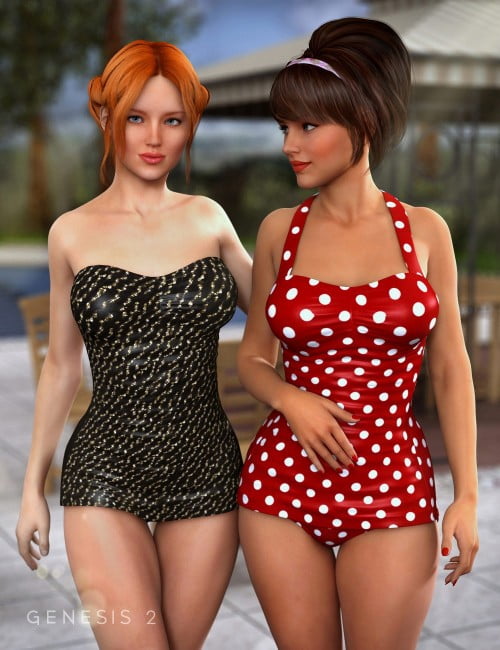 Retro Swimsuit for Genesis 2 Female(s) Textures