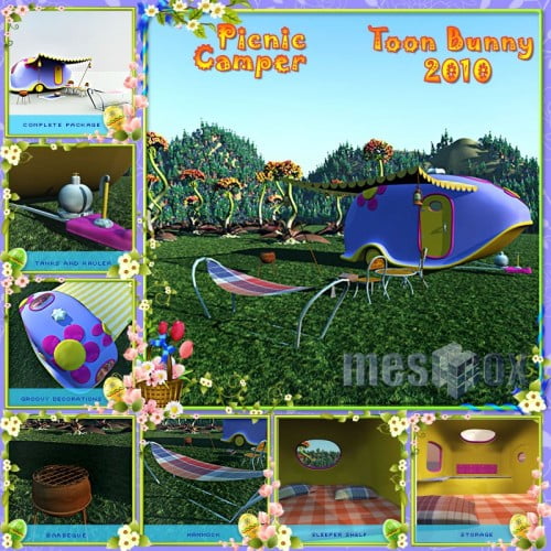 Toon Bunny Easter Picnic Camper