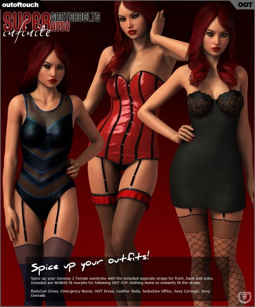 SuperHose Infinite Garterbelts and Straps for Genesis 2 Female(s)