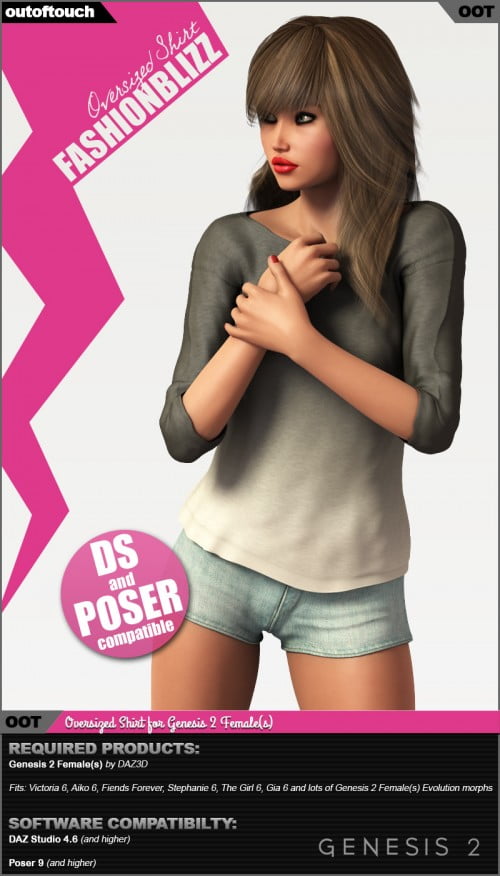 Fashion Blizz - Oversized Shirt for Genesis 2 Female(s)