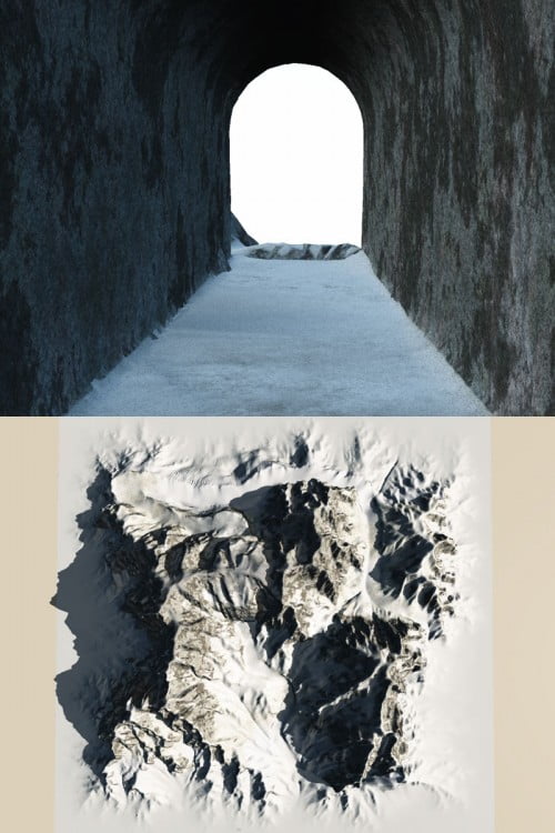 Mountain with tunnel for Vue