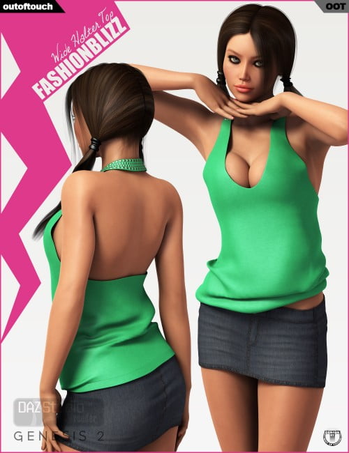 Fashion Blizz - Wide Halter Top for Genesis 2 Female(s)