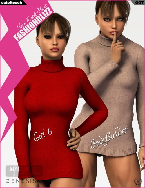 Fashion Blizz - Mock Turtle Neck for Genesis 2 Female(s)