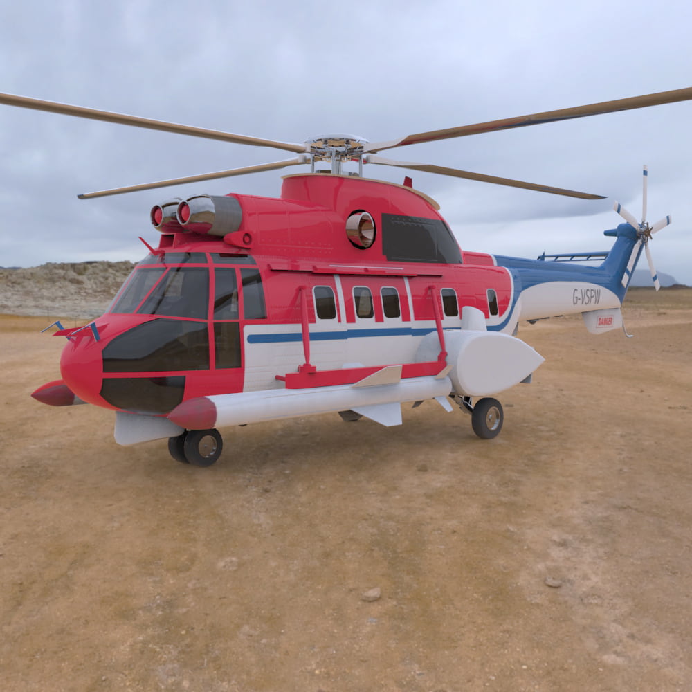 Super Puma AS-332B Helicopter (for Poser)