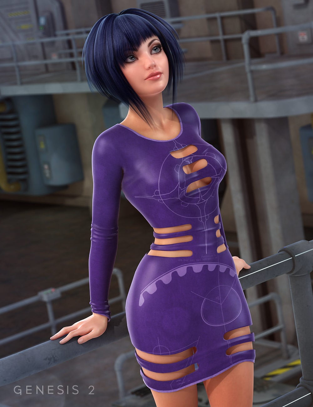 Sci-fi Slotted Dress for Genesis 2 Female(s) Textures