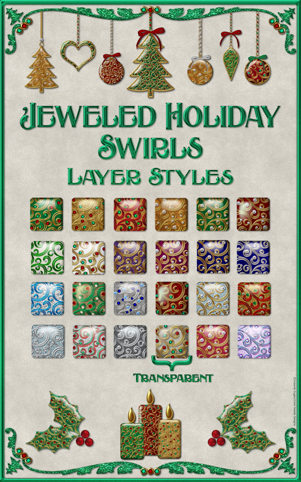 Jeweled Holiday Swirls Layer Styles