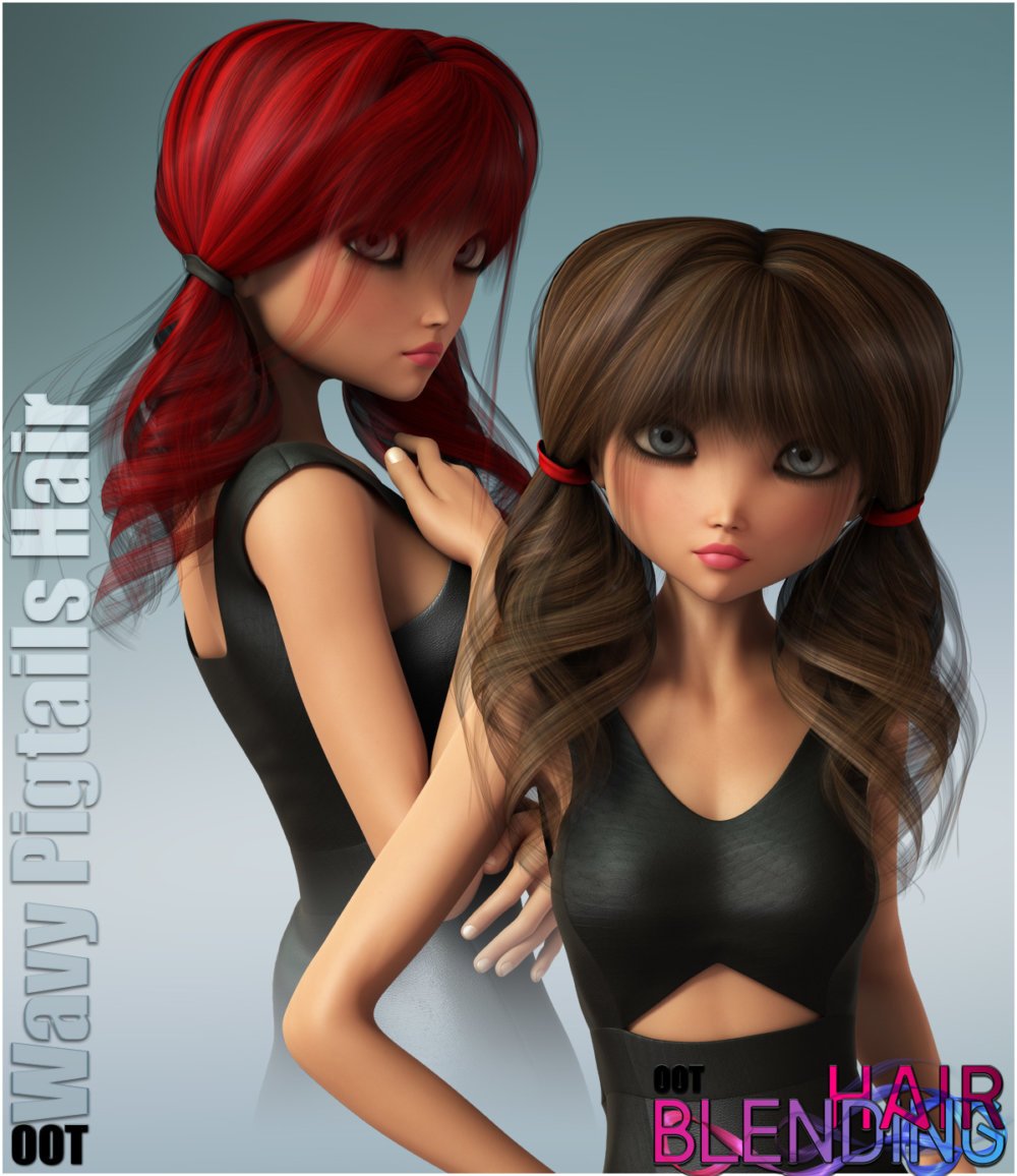 Wavy Pigtails Hair and OOT Hairblending