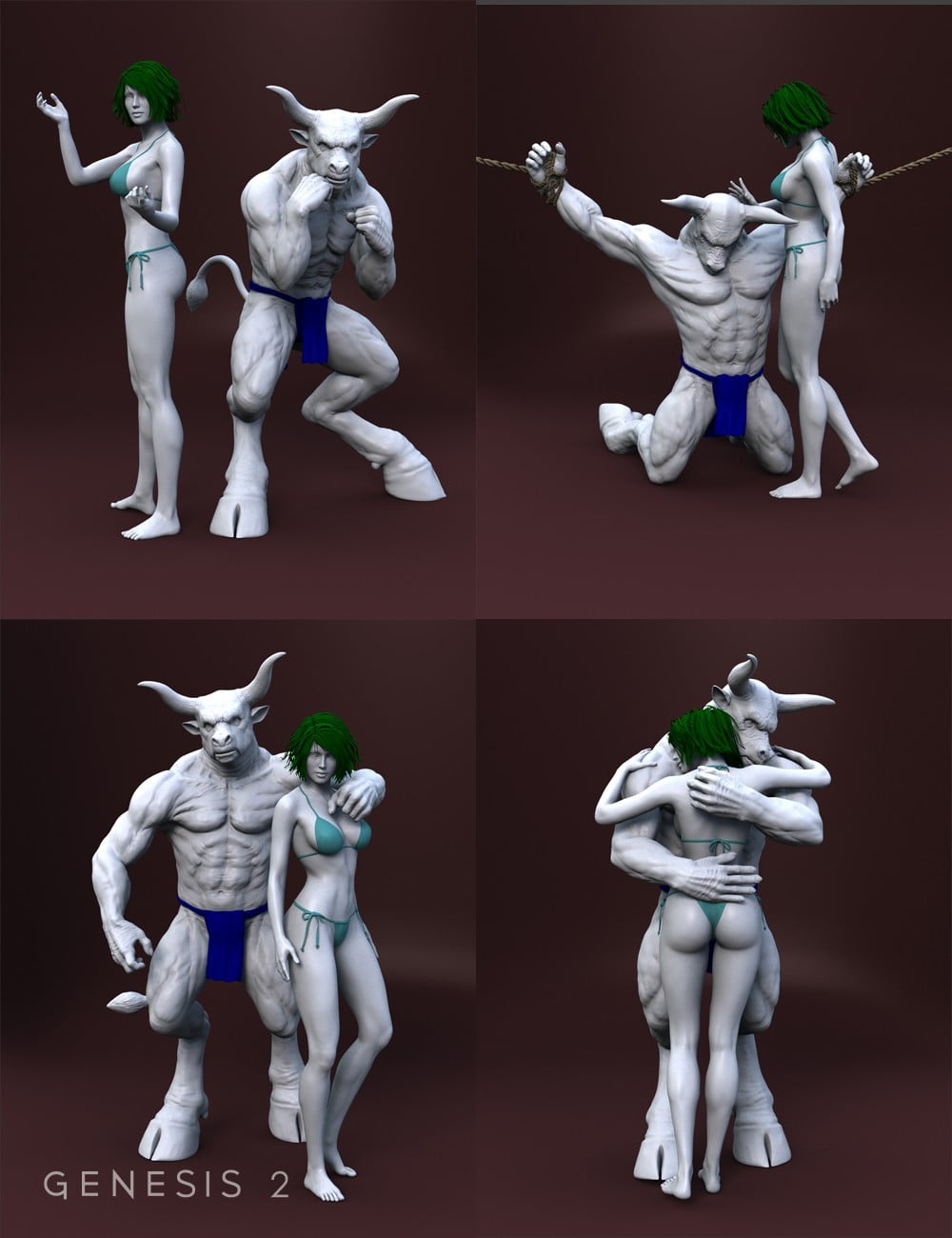 Beauty and Beast Poses - Minotaur 6 and Lilith 6