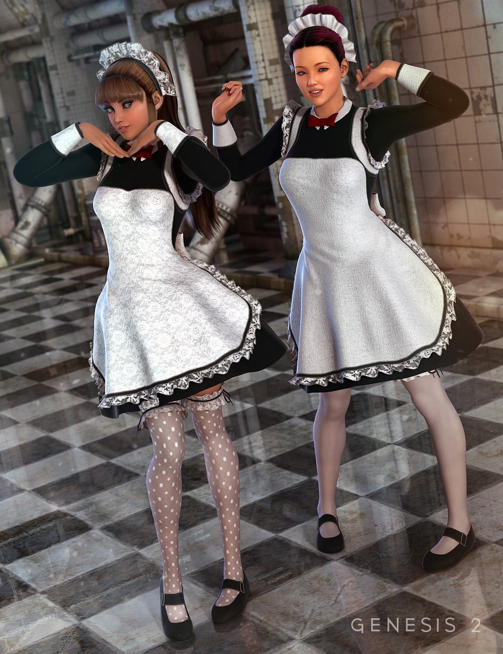 The Maid Outfit For Genesis 2 Female S 3d Models For Daz Studio And