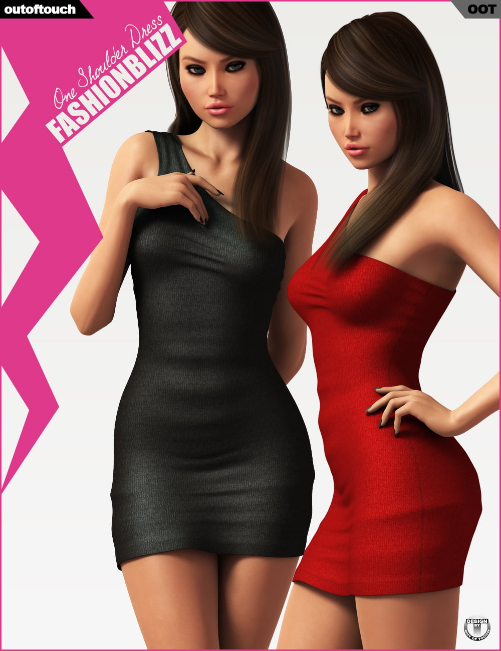 Fashion Blizz - One Shoulder Dress for Genesis 2 Female(s)