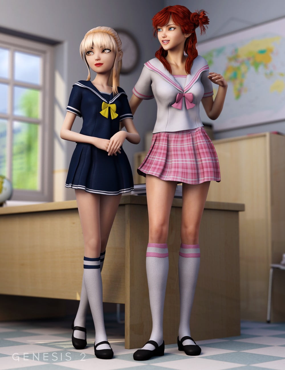 3d Cartoon Young Girls