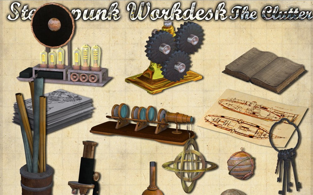 Steampunk Work Desk - The Clutter