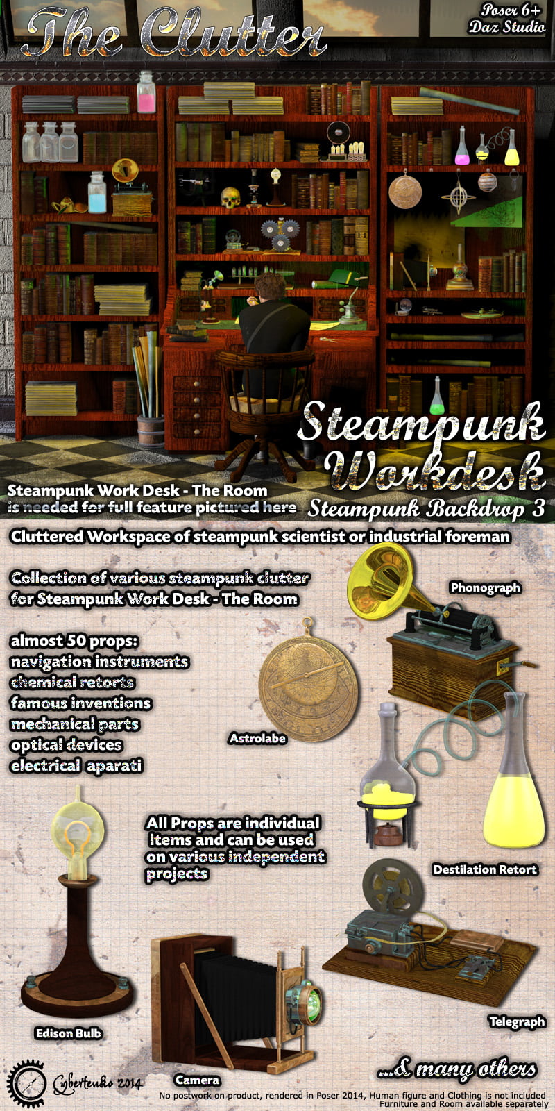 Steampunk Work Desk - The Clutter