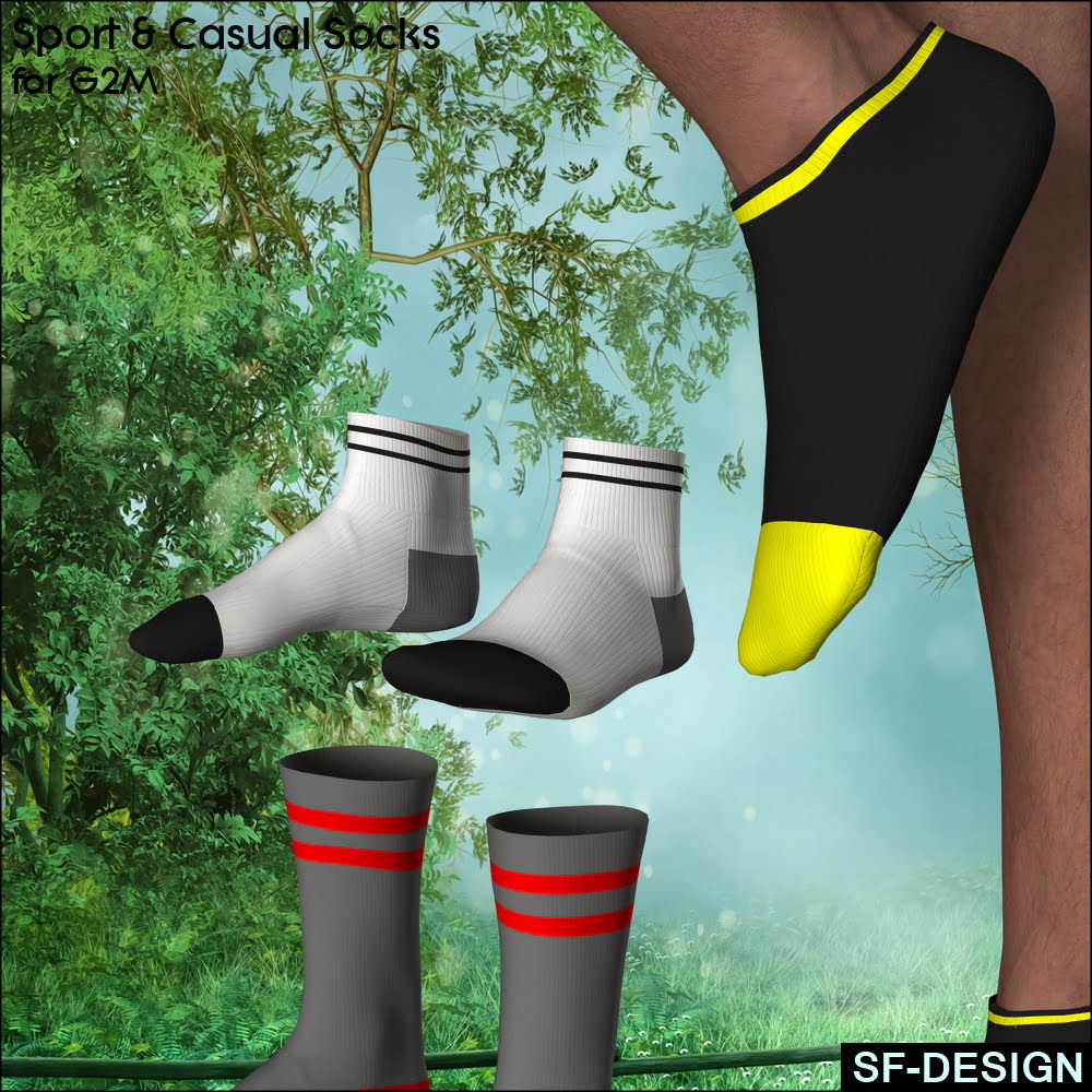 Sport and Casual Socks Pack for Genesis 2 Male