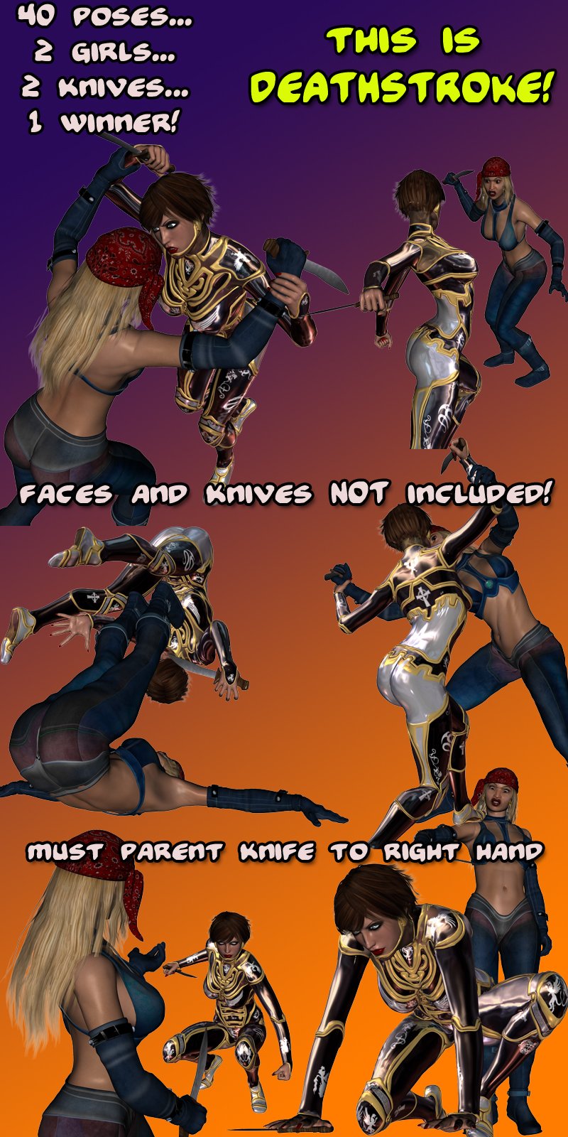 Deathstroke - 40, v4/v4 knife fight poses!