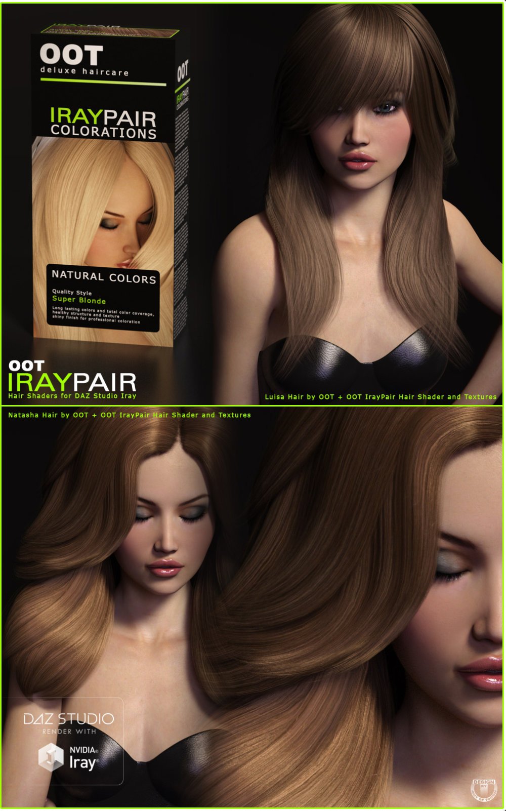 OOT IrayPair Hair Shaders for DAZ Studio Iray