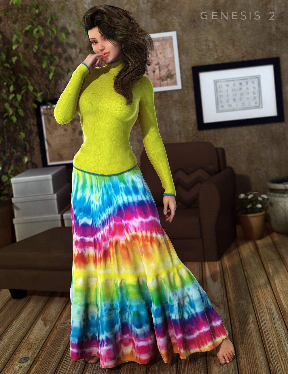 Hippie Chick Outfit for Genesis 2 Female(s)
