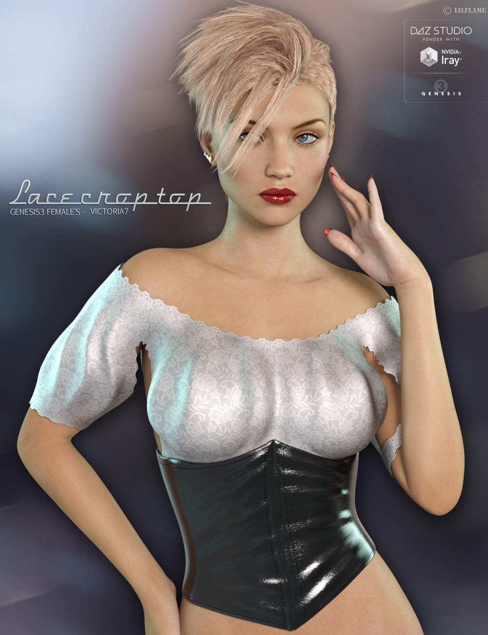 Lace Crop Top for Genesis 3 Females